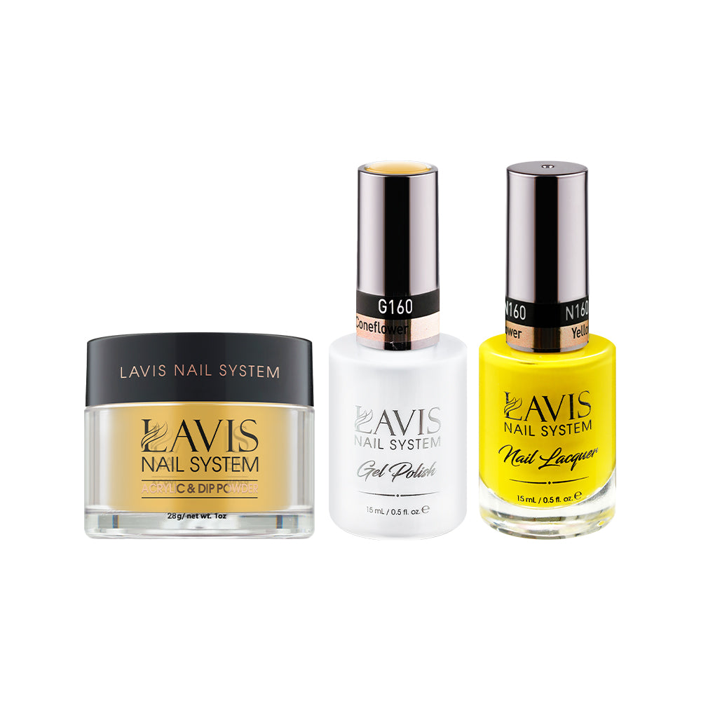  LAVIS 3 in 1 - 160 Yellow Coneflower - Acrylic & Dip Powder, Gel & Lacquer by LAVIS NAILS sold by DTK Nail Supply