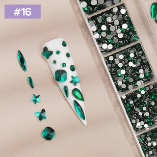  12 Grids Flat Diamonds Rhinestones #16 Green by Rhinestones sold by DTK Nail Supply