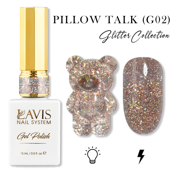 LAVIS Glitter G02 - 16 - Gel Polish 0.5 oz - Pillow Talk Collection by LAVIS NAILS sold by DTK Nail Supply