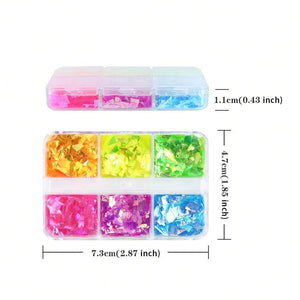  6 Grids of Iridescent Flakes- #4 - Neon by OTHER sold by DTK Nail Supply