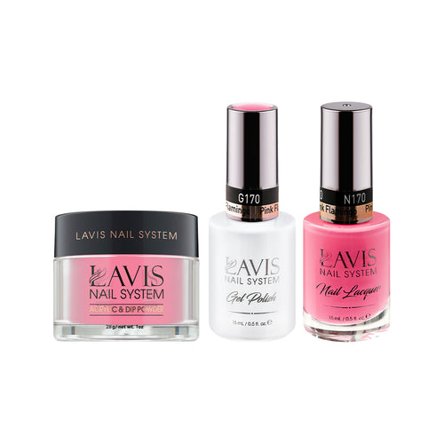  LAVIS 3 in 1 - 170 Pink Flamingo - Acrylic & Dip Powder, Gel & Lacquer by LAVIS NAILS sold by DTK Nail Supply