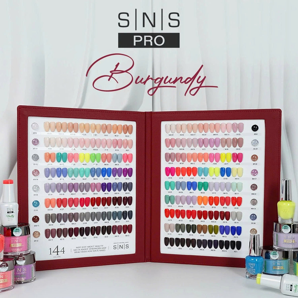SNS Pro Book Bundle 144 Colors Combo Dip Powder + Gel & Lacquer (Burgundy, Tiffany Blue, Pink or Beige) + FREE 144-Color Sample Book + FREE 2 48-Color Sample Books + FREE Full Set 36-Color Swatch Strips + FREE LAVIS 2in1 Nail Lamp
