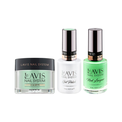 LAVIS 3 in 1 - 181 Green Picnic - Acrylic & Dip Powder, Gel & Lacquer by LAVIS NAILS sold by DTK Nail Supply