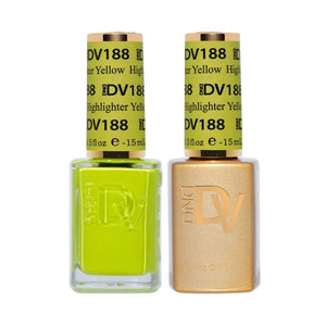 DND DV 188 Highlighter Yellow - DND Diva Gel Polish & Matching Nail Lacquer Duo Set