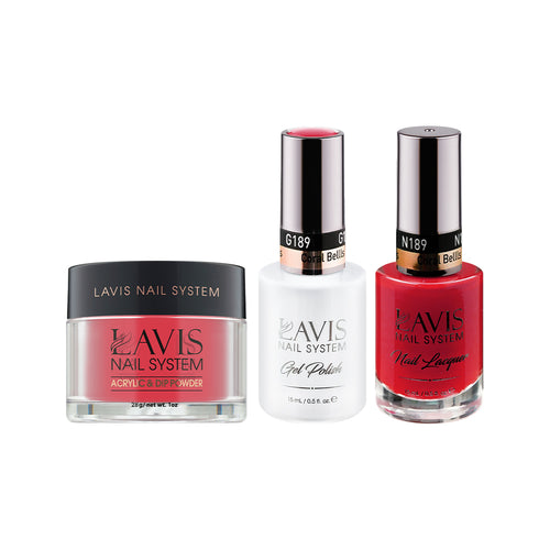  LAVIS 3 in 1 - 189 Coral Bellls - Acrylic & Dip Powder, Gel & Lacquer by LAVIS NAILS sold by DTK Nail Supply