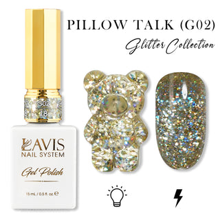LAVIS Glitter G02 - 18 - Gel Polish 0.5 oz - Pillow Talk Collection