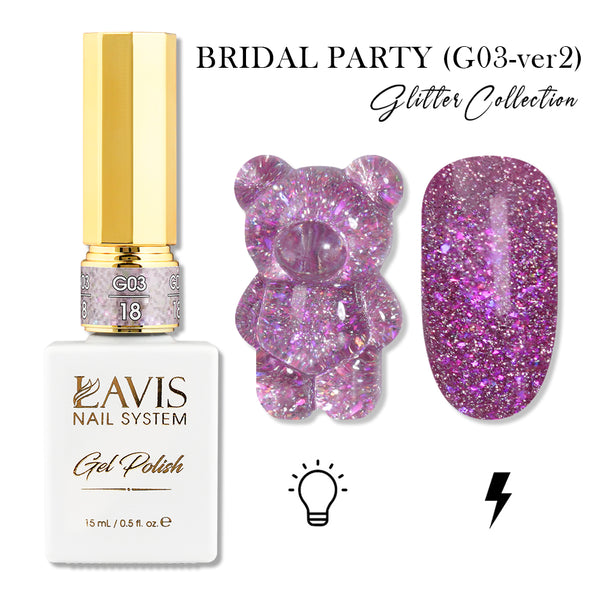 LAVIS 18 (G03-ver2) - Gel Polish 0.5 oz - Bridal Party Glitter Collection by LAVIS NAILS sold by DTK Nail Supply