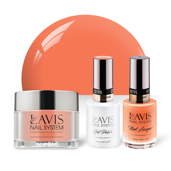  LAVIS 3 in 1 - 195 Sunset - Acrylic & Dip Powder, Gel & Lacquer by LAVIS NAILS sold by DTK Nail Supply
