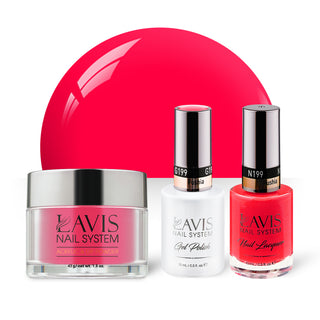  LAVIS 3 in 1 - 199 Fushia - Acrylic & Dip Powder, Gel & Lacquer by LAVIS NAILS sold by DTK Nail Supply