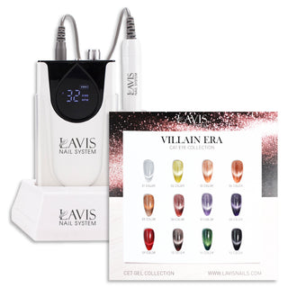  1 Lavis Nail Drill White & 1 Set Villain Era Cat Eye Collection (12 colors) by LAVIS NAILS sold by DTK Nail Supply