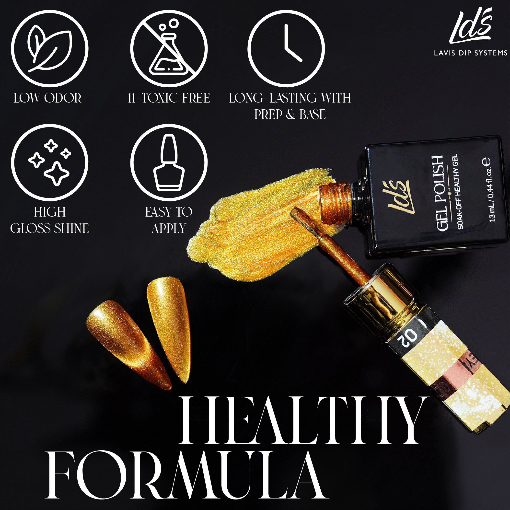 LDS Ripple Cat Eye - Set 3 - Gel Polish 0.5 oz - Ripple Cat Eye Collection by LAVIS NAILS sold by DTK Nail Supply