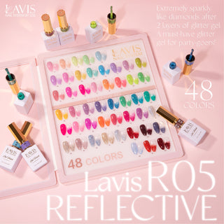 LAVIS Reflective R05 - Set 12 Colors - Gel Polish 0.5 oz - Neon Lights Reflective Collection