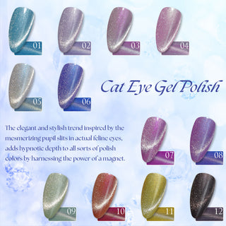 LAVIS Cat Eyes CE12 - Set 12 Colors - Gel Polish 0.5 oz - Artic Jewel Collection