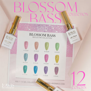 LAVIS Reflective R05 - Set 12 Colors - Gel Polish 0.5 oz - Blossom Bass Reflective Collection