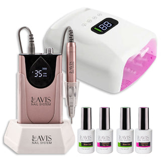  1 Lavis Nail Drill & 1 Lamp Rechargeable Cordless LED/UV Nail Lamps 96W - Rose Gold by LAVIS NAILS sold by DTK Nail Supply