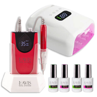  1 Lavis Nail Drill & 1 Lamp Rechargeable Cordless LED/UV Nail Lamps 96W - Red by LAVIS NAILS sold by DTK Nail Supply