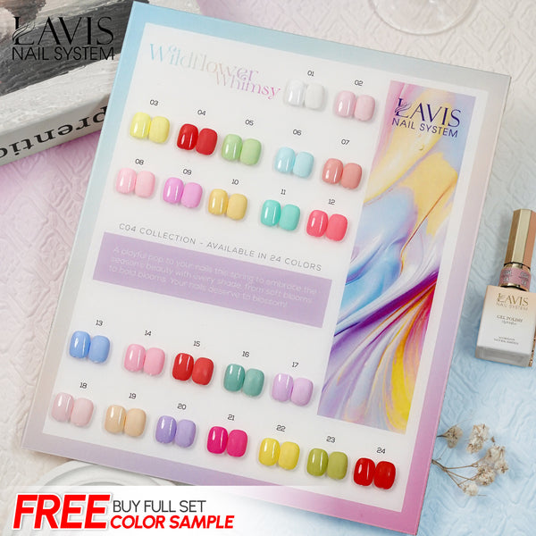 LAVIS C04 - Set 24 Colors - Gel Polish 0.5 oz - Wildflower Whimsy Collection