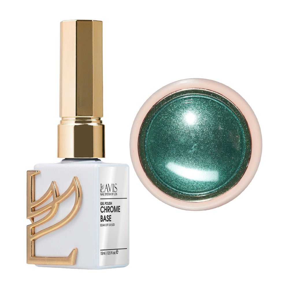 LAVIS Gel Polish Chrome Base - 0.5 oz + Classic Chrome Green