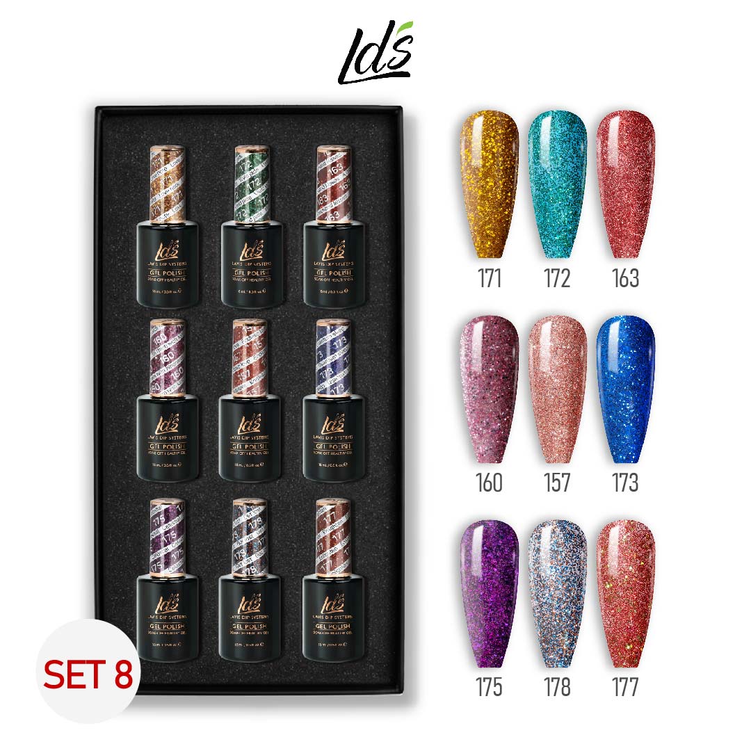 LDS Gel Color Set 8 (9 Colors) | Deep & Moody Gel Polish Collection