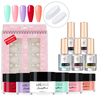  Master Kit: Essential: E.A Bond, Base Coat, Sealer Dry, Top Coat, Brush Saver, Molding, Remover Clips, CLEAR, LDS01,06,07,42,10: 1.5oz by LDS sold by DTK Nail Supply