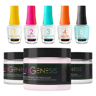 NuGenesis Dip Powder P&W Starter Kit - Crystal Clear, French White, Pink I, Essentials by NuGenesis sold by DTK Nail Supply