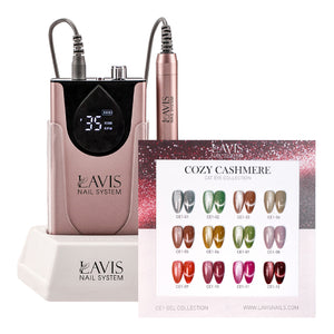  1 Lavis Nail Drill Rose Gold & 1 Set Cozy Cashmere Cat Eye Collection (12 colors) by LAVIS NAILS sold by DTK Nail Supply