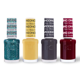 DND 4 Nail Lacquer - Set 4 GLITTER, YELLOW, GRAY & RED