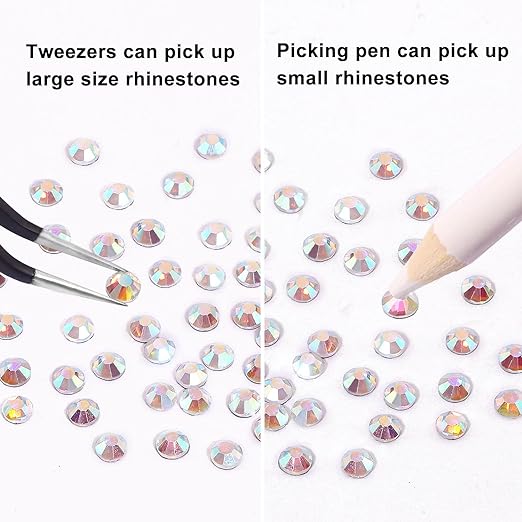 2 Pack 6 Grid Glass FlatBack Rhinestones 01 Crystal AB - DTK Nail Supply