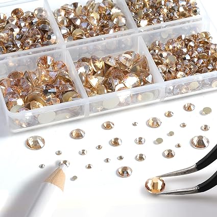 2 Pack 6 Grid Glass FlatBack Rhinestones 05 Matcha - DTK Nail Supply