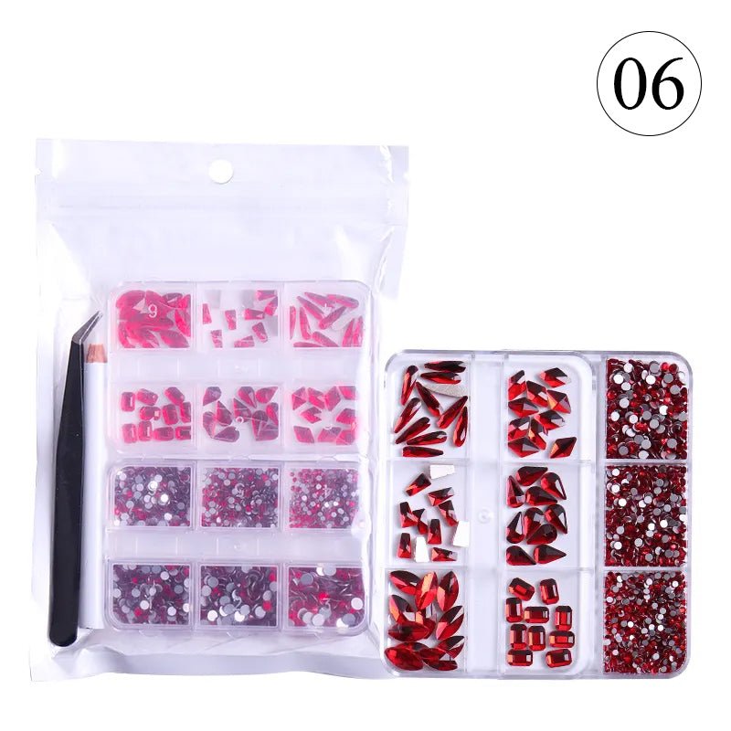 2 Pack 6 Grid Glass FlatBack Rhinestones 06 Slam - DTK Nail Supply