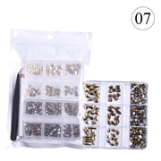 2 Pack 6 Grid Glass FlatBack Rhinestones 07 Champagne Gold - DTK Nail Supply