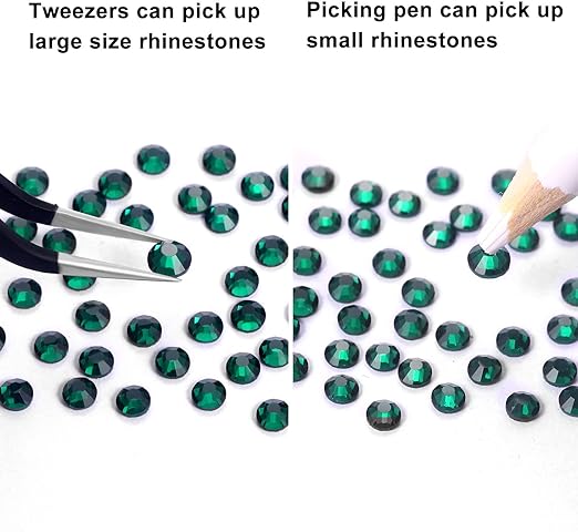 2 Pack 6 Grid Glass FlatBack Rhinestones 09 Emerald - DTK Nail Supply