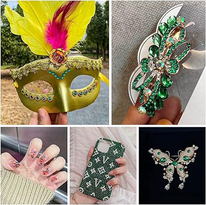 2 Pack 6 Grid Glass FlatBack Rhinestones 09 Emerald - DTK Nail Supply