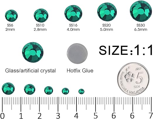 2 Pack 6 Grid Glass FlatBack Rhinestones 09 Emerald - DTK Nail Supply