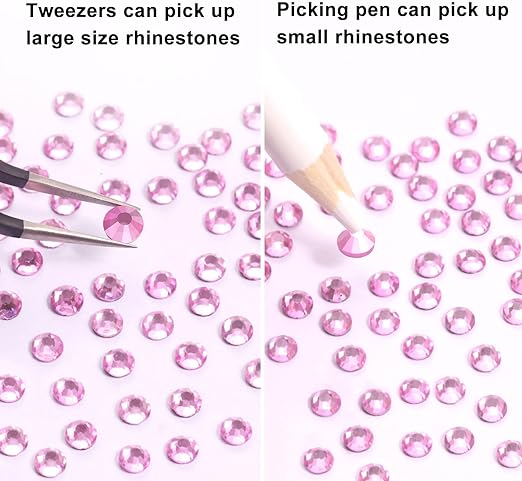 2 Pack 6 Grid Glass FlatBack Rhinestones 12 Rose Pink - DTK Nail Supply