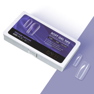 LAVIS Square Medium - 12 Sizes Clear - Soft Gel Tips