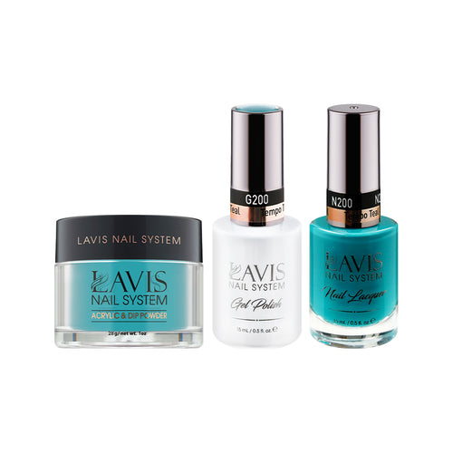  LAVIS 3 in 1 - 200 Tempo Teal - Acrylic & Dip Powder, Gel & Lacquer by LAVIS NAILS sold by DTK Nail Supply