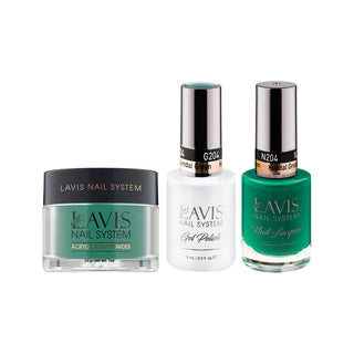  LAVIS 3 in 1 - 204 Kendal Green - Acrylic & Dip Powder, Gel & Lacquer by LAVIS NAILS sold by DTK Nail Supply