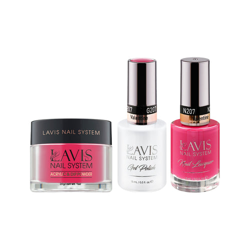  LAVIS 3 in 1 - 207 Valentine - Acrylic & Dip Powder, Gel & Lacquer by LAVIS NAILS sold by DTK Nail Supply