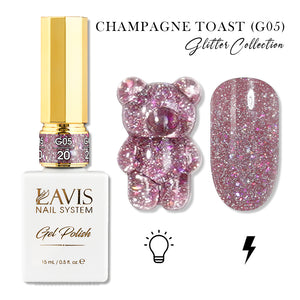 LAVIS Glitter G05 - 20 - Gel Polish 0.5oz - Champagne Toast Glitter Collection by LAVIS NAILS sold by DTK Nail Supply
