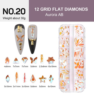  12 Grids Flat Diamonds Rhinestones #20 Aurora AB by Rhinestones sold by DTK Nail Supply