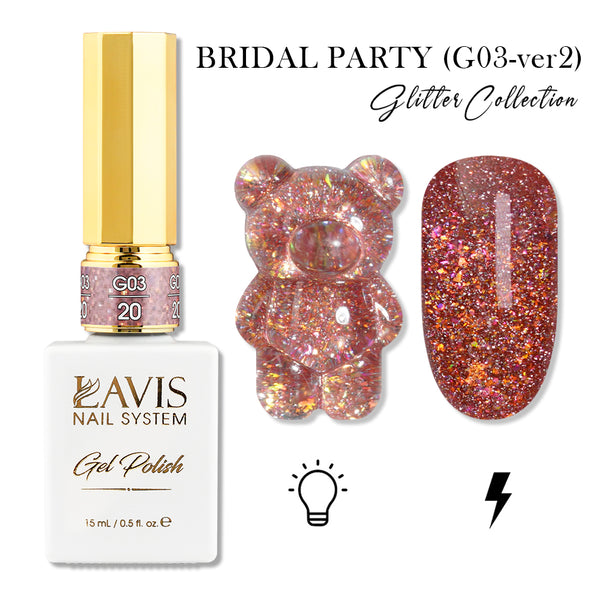 LAVIS 20 (G03-ver2) - Gel Polish 0.5 oz - Bridal Party Glitter Collection by LAVIS NAILS sold by DTK Nail Supply