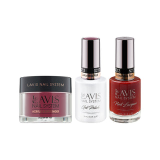  LAVIS 3 in 1 - 212 Luxurious Red - Acrylic & Dip Powder, Gel & Lacquer by LAVIS NAILS sold by DTK Nail Supply