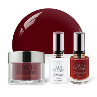  LAVIS 3 in 1 - 212 Luxurious Red - Acrylic & Dip Powder, Gel & Lacquer by LAVIS NAILS sold by DTK Nail Supply