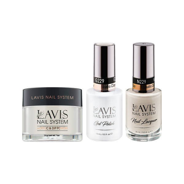  LAVIS 3 in 1 - 229 Studio Clay - Acrylic & Dip Powder, Gel & Lacquer by LAVIS NAILS sold by DTK Nail Supply