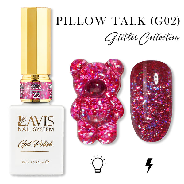 LAVIS Glitter G02 - 22 - Gel Polish 0.5 oz - Pillow Talk Collection by LAVIS NAILS sold by DTK Nail Supply