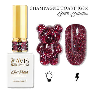 LAVIS Glitter G05 - 23 - Gel Polish 0.5oz - Champagne Toast Glitter Collection by LAVIS NAILS sold by DTK Nail Supply