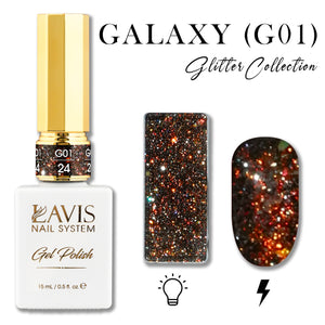 LAVIS Glitter G01 - 24 - Gel Polish 0.5 oz - Galaxy Collection by LAVIS NAILS sold by DTK Nail Supply