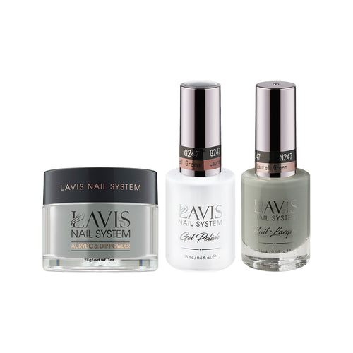  LAVIS 3 in 1 - 247 Laurel Green - Acrylic & Dip Powder, Gel & Lacquer by LAVIS NAILS sold by DTK Nail Supply