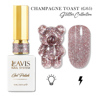 LAVIS Glitter G05 - 24 - Gel Polish 0.5oz - Champagne Toast Glitter Collection